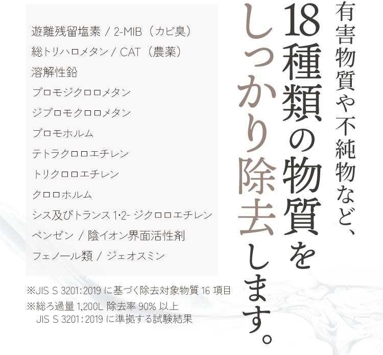 18種類の物質をしっかり除去